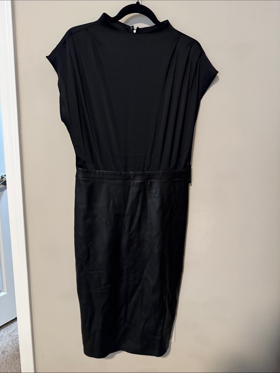 Express Dresses & Skirts - Express Black Cap-Sleeve Midi Dress with Faux Leather Skirt